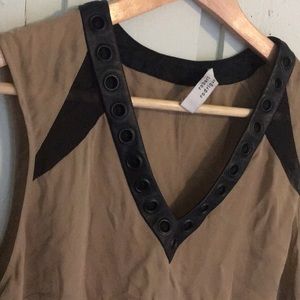 Robert Rodriguez beige/nude black leather tank